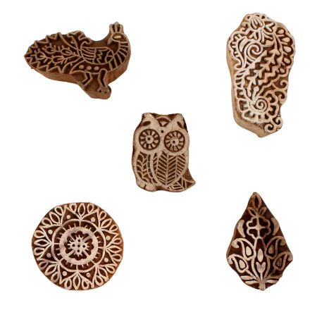 Set of 5 Piece New Mix Wooden Printing Blocks